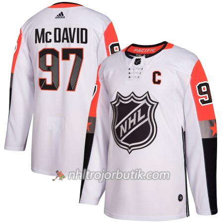 Män Ishockey Edmonton Oilers Tröja Connor McDavid 97 2018 NHL All-Star Pacific Division Adidas Vit Authentic
